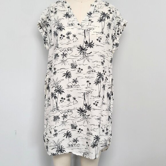 ANA Linen Blend Hawaiian Print T-Shirt Dress – Beach Cover-Up / Tunic Size XS - Picture 2 of 14
